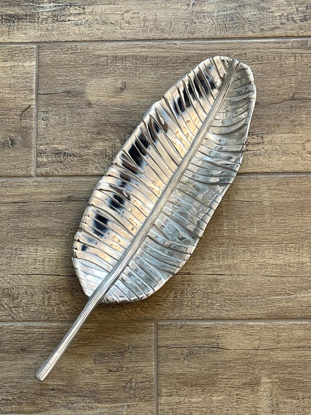 Mariposa Silver Leaf Tray Dish Bowl Large Banana Palm Vintage 2000 Mexico Rare